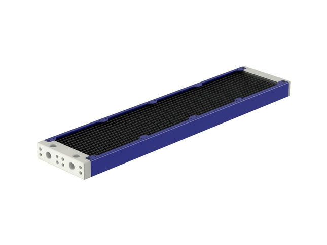 PrimoChill 480SL (30mm) EXIMO Modular Radiator, White POM, 4x120mm, Quad Fan (R-SL-W48) Available in 20+ Colors, Assembled in USA and Custom Watercooling Loop Ready - True Blue