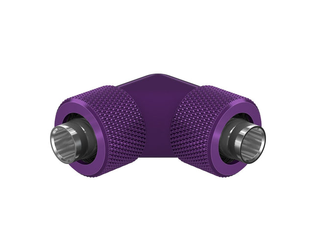 PrimoChill SecureFit SX - Premium 90 Degree Compression Fitting Set For 3/8in ID x 1/2in OD Flexible Tubing (F-SFSX1290) - Available in 20+ Colors, Custom Watercooling Loop Ready - Candy Purple