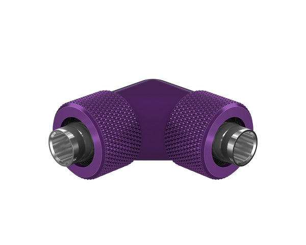 PrimoChill SecureFit SX - Premium 90 Degree Compression Fitting Set For 3/8in ID x 1/2in OD Flexible Tubing (F-SFSX1290) - Available in 20+ Colors, Custom Watercooling Loop Ready - Candy Purple