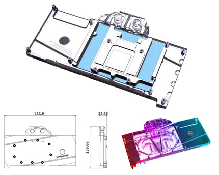 Bykski Full Coverage GPU Water Block and Backplate For XFX AMD MERCURY Radeon RX 9070 XTOC GAMING 16GB  (A-XF9070XTOC-X)