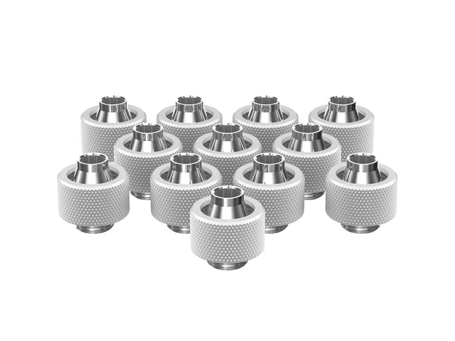 PrimoChill SecureFit SX - Premium Compression Fitting For 7/16in ID x 5/8in OD Flexible Tubing 12 Pack (F-SFSX758-12) - Available in 20+ Colors, Custom Watercooling Loop Ready - Sky White