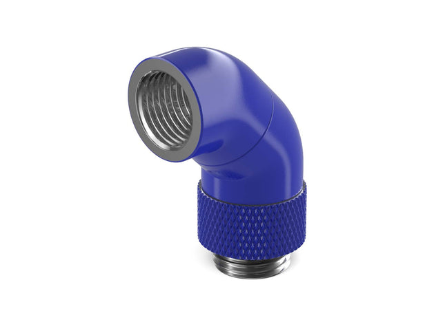 PrimoChill Male to Female G 1/4in. 90 Degree SX Dual Rotary Snake Fitting - True Blue
