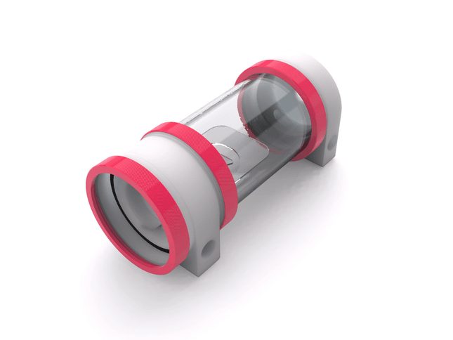 PrimoChill CTR Hard Mount Phase II High Flow D5 Enabled Reservoir - White POM - 120mm - UV Pink