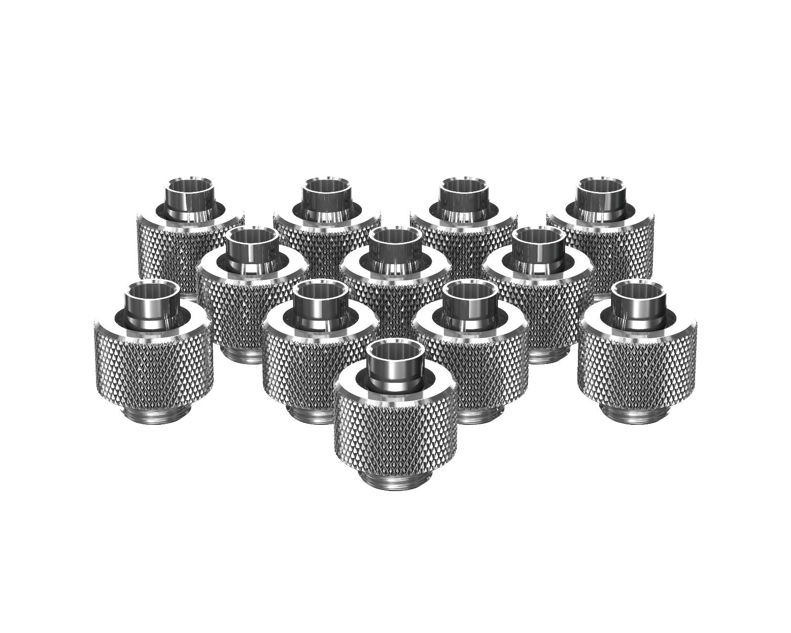 PrimoChill SecureFit SX - Premium Compression Fitting For 3/8in ID x 1/2in OD Flexible Tubing 12 Pack (F-SFSX12-12) - Available in 20+ Colors, Custom Watercooling Loop Ready - Silver Nickel