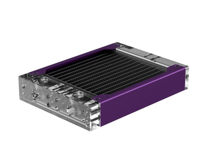 PrimoChill 120SL (30mm) EXIMO Modular Radiator, Clear Acrylic, 1x120mm, Single Fan (R-SL-A12) Available in 20+ Colors, Assembled in USA and Custom Watercooling Loop Ready - PrimoChill - KEEPING IT COOL Candy Purple