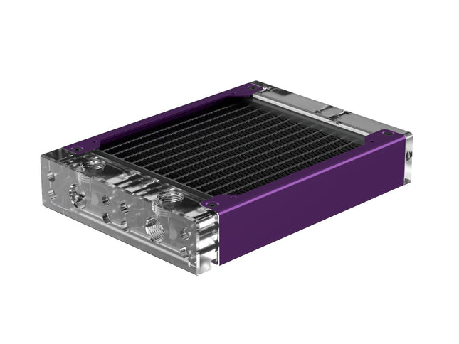 PrimoChill 120SL (30mm) EXIMO Modular Radiator, Clear Acrylic, 1x120mm, Single Fan (R-SL-A12) Available in 20+ Colors, Assembled in USA and Custom Watercooling Loop Ready - Candy Purple