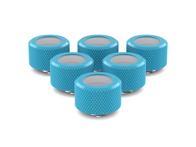 PrimoChill 16mm OD Rigid SX Fitting - 6 Pack - Sky Blue