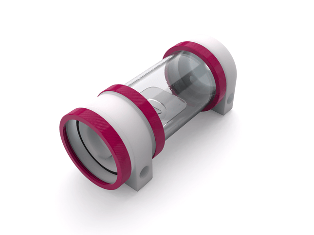 PrimoChill CTR Hard Mount Phase II High Flow D5 Enabled Reservoir - White POM - 120mm - Magenta