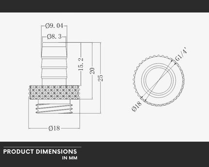 Bykski Barbed Fitting for 1/4in. (8mm) ID Flexible Tubing (B-TJ2) - Black