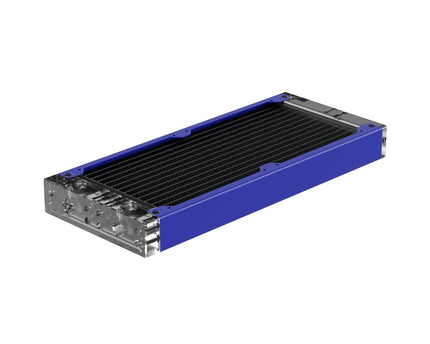 PrimoChill 240SL (30mm) EXIMO Modular Radiator, Clear Acrylic, 2x120mm, Dual Fan (R-SL-A24) Available in 20+ Colors, Assembled in USA and Custom Watercooling Loop Ready - True Blue