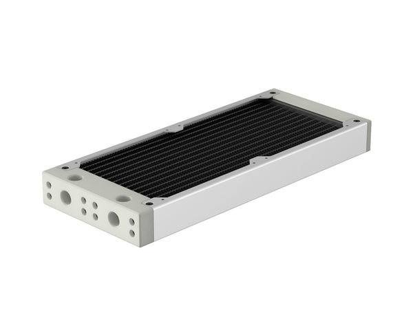 PrimoChill 240SL (30mm) EXIMO Modular Radiator, White POM, 2x120mm, Dual Fan (R-SL-W24) Available in 20+ Colors, Assembled in USA and Custom Watercooling Loop Ready - Sky White