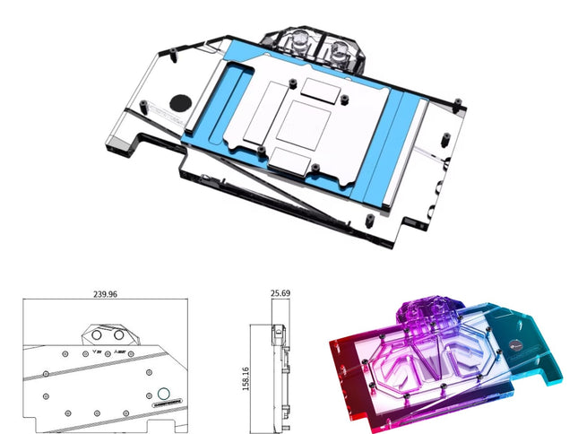 Bykski Full Coverage GPU Water Block and Backplate For ASUS TUF Gaming GeForce RTX 5070 TI BTF White OC Edition (N-AS5070TIBTF-X)