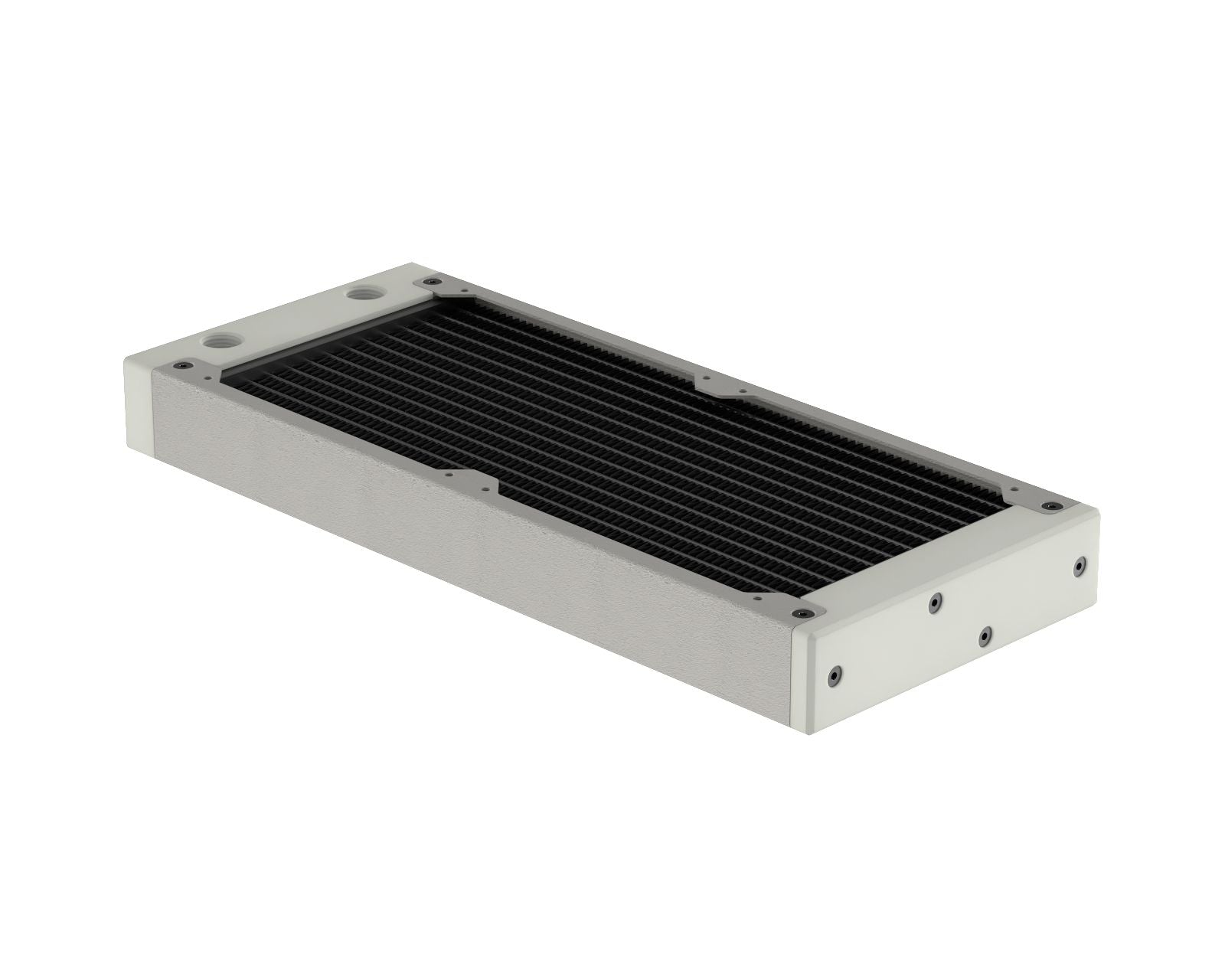 PrimoChill 240SL (30mm) EXIMO Modular Radiator, White POM, 2x120mm, Dual Fan (R-SL-W24) Available in 20+ Colors, Assembled in USA and Custom Watercooling Loop Ready - TX Matte Silver