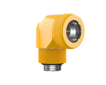 PrimoChill InterConnect SX Premium G1/4 to 90 Degree Adapter Fitting for 14MM Rigid Tubing (FA-G9014) - Yellow