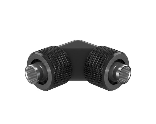 PrimoChill SecureFit SX - Premium 90 Degree Compression Fitting Set For 3/8in ID x 1/2in OD Flexible Tubing (F-SFSX1290) - Available in 20+ Colors, Custom Watercooling Loop Ready - PrimoChill - KEEPING IT COOL Satin Black