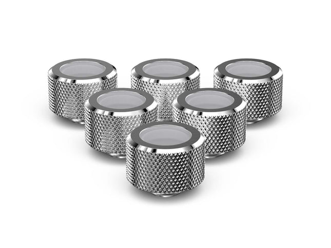PrimoChill 16mm OD Rigid SX Fitting - 6 Pack - Silver Nickel