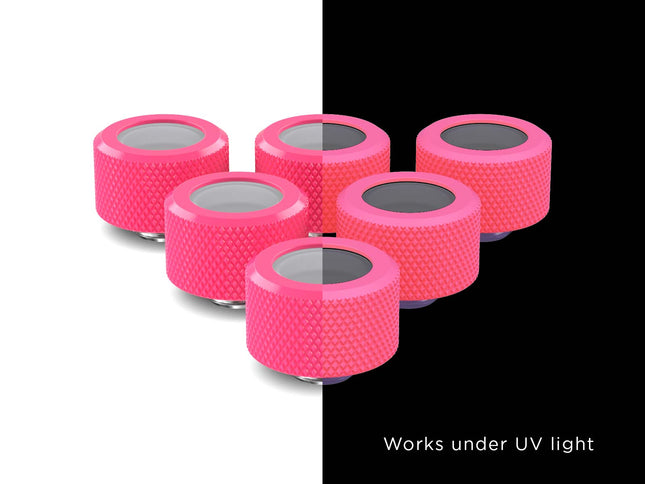 PrimoChill 16mm OD Rigid SX Fitting - 6 Pack - UV Pink