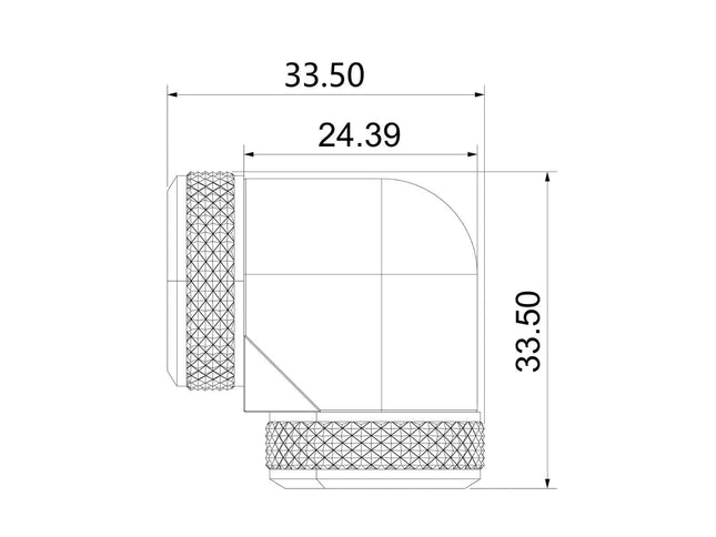 Bykski 16mm OD Rigid Tubing 90 Degree Fitting (CC-DB90L16-X) - Silver