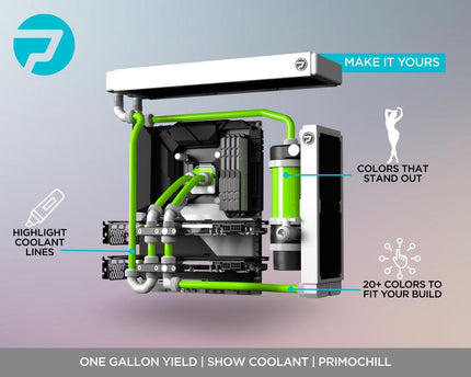 PrimoChill True Opaque - Computer WaterCooling Coolant, Concentrate, Solid/Non-Transparent, Full Protection, PrimoPrep Included, Proudly Made in the USA (Yields a Gallon of Coolant) - UV Green SX