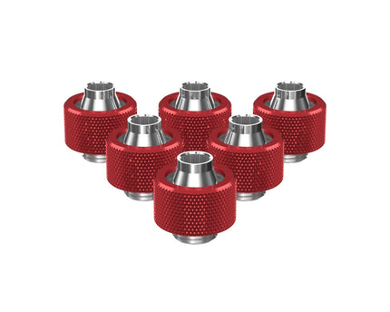 PrimoChill SecureFit SX - Premium Compression Fitting For 7/16in ID x 5/8in OD Flexible Tubing 6 Pack (F-SFSX758-6) - Available in 20+ Colors, Custom Watercooling Loop Ready - PrimoChill - KEEPING IT COOL Candy Red