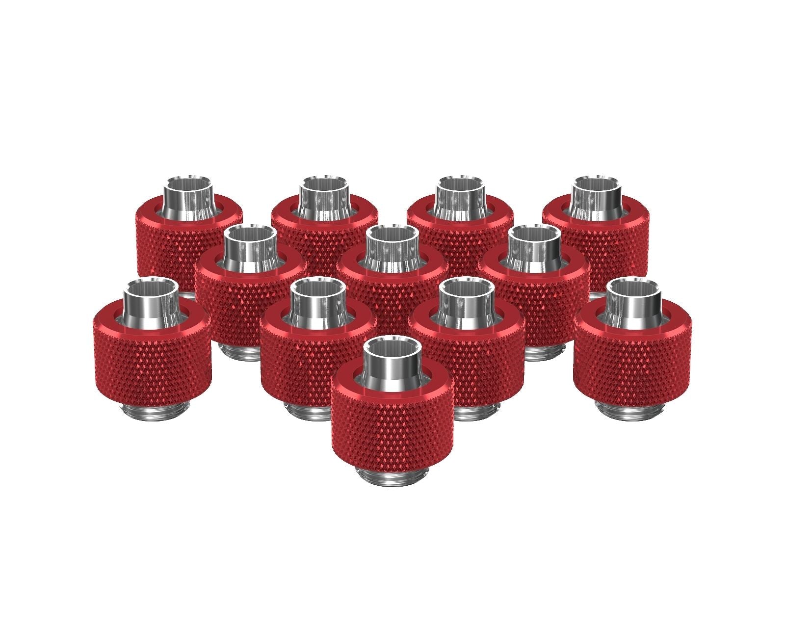 PrimoChill SecureFit SX - Premium Compression Fitting For 3/8in ID x 1/2in OD Flexible Tubing 12 Pack (F-SFSX12-12) - Available in 20+ Colors, Custom Watercooling Loop Ready - Candy Red