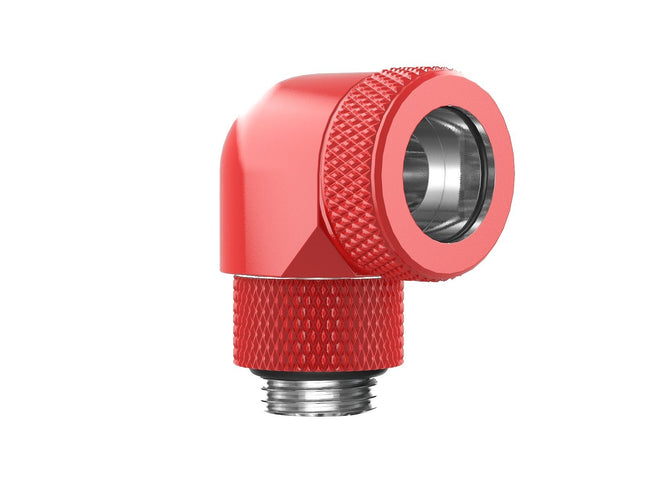 PrimoChill InterConnect SX Premium G1/4 to 90 Degree Adapter Fitting for 14MM Rigid Tubing (FA-G9014) - Razor Red