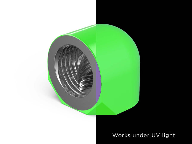 PrimoChill Female to Female G 1/4in. 90 Degree SX Elbow Fitting - UV Green