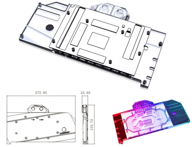 Bykski Full Coverage GPU Water Block and Backplate For ASRock Radeon RX 7900 XTX Taichi (A-AR7900XTX-X)