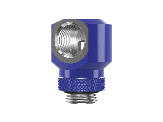 PrimoChill InterConnectSX Flat 90 Degree Rotary Fitting (FAF90) – Enhanced PC Cooling with Sleek Aesthetics - Available in 20+ Colors, Custom Watercooling Loop Ready - True Blue
