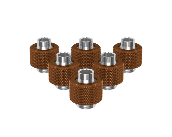 PrimoChill SecureFit SX - Premium Compression Fitting For 3/8in ID x 1/2in OD Flexible Tubing 6 Pack (F-SFSX12-6) - Available in 20+ Colors, Custom Watercooling Loop Ready - PrimoChill - KEEPING IT COOL Copper