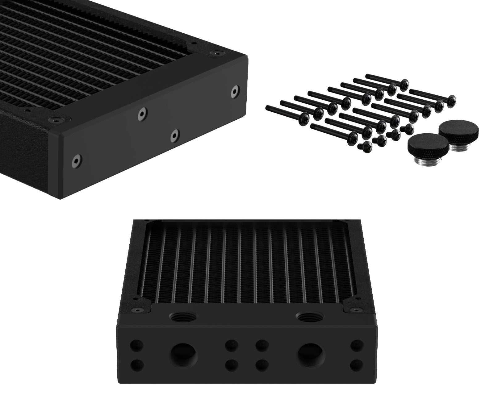 PrimoChill 480SL (30mm) EXIMO Modular Radiator, Black POM, 4x120mm, Quad Fan (R-SL-BK48) Available in 20+ Colors, Assembled in USA and Custom Watercooling Loop Ready - TX Matte Black