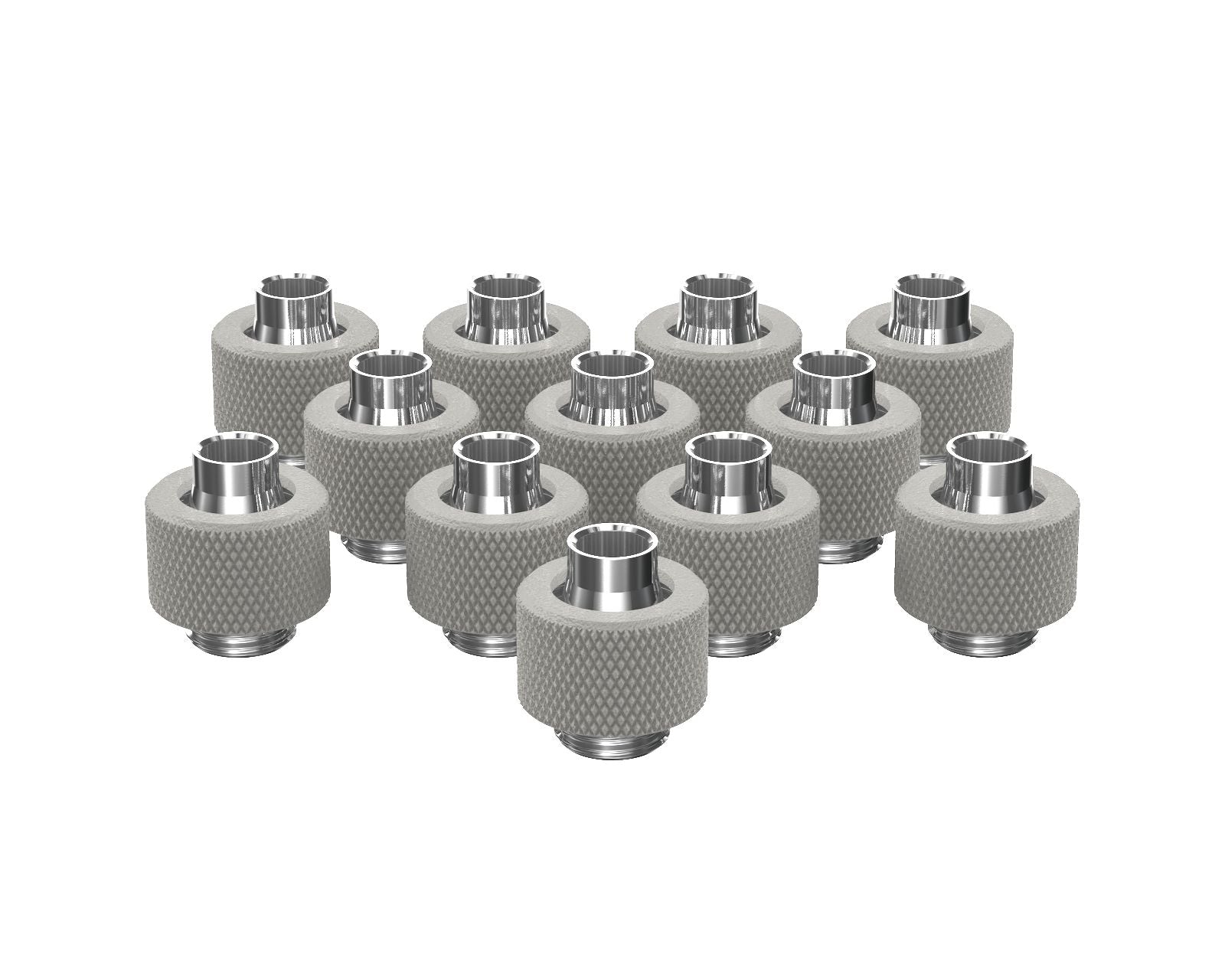 PrimoChill SecureFit SX - Premium Compression Fitting For 3/8in ID x 1/2in OD Flexible Tubing 12 Pack (F-SFSX12-12) - Available in 20+ Colors, Custom Watercooling Loop Ready - TX Matte Silver