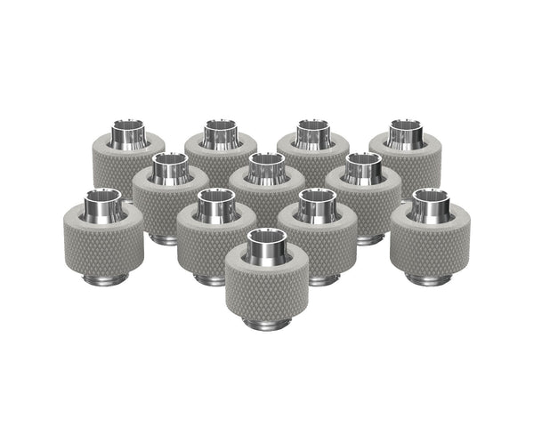 PrimoChill SecureFit SX - Premium Compression Fitting For 3/8in ID x 1/2in OD Flexible Tubing 12 Pack (F-SFSX12-12) - Available in 20+ Colors, Custom Watercooling Loop Ready - PrimoChill - KEEPING IT COOL TX Matte Silver