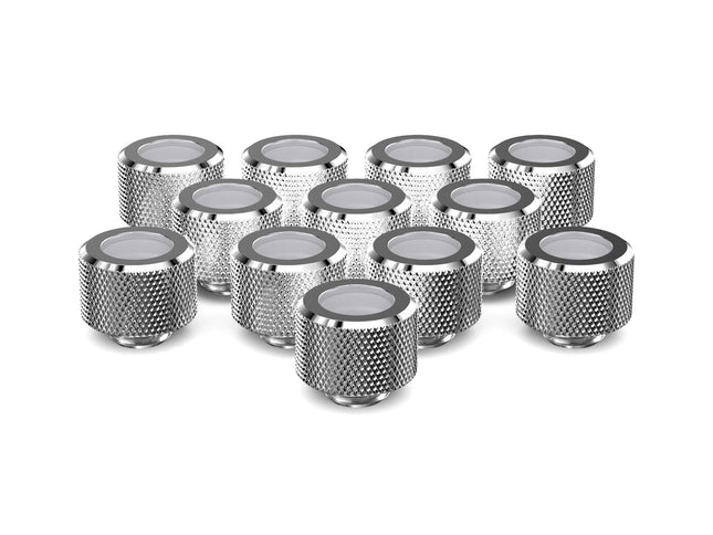 PrimoChill 14mm OD Rigid SX Fitting - 12 Pack - Silver Nickel