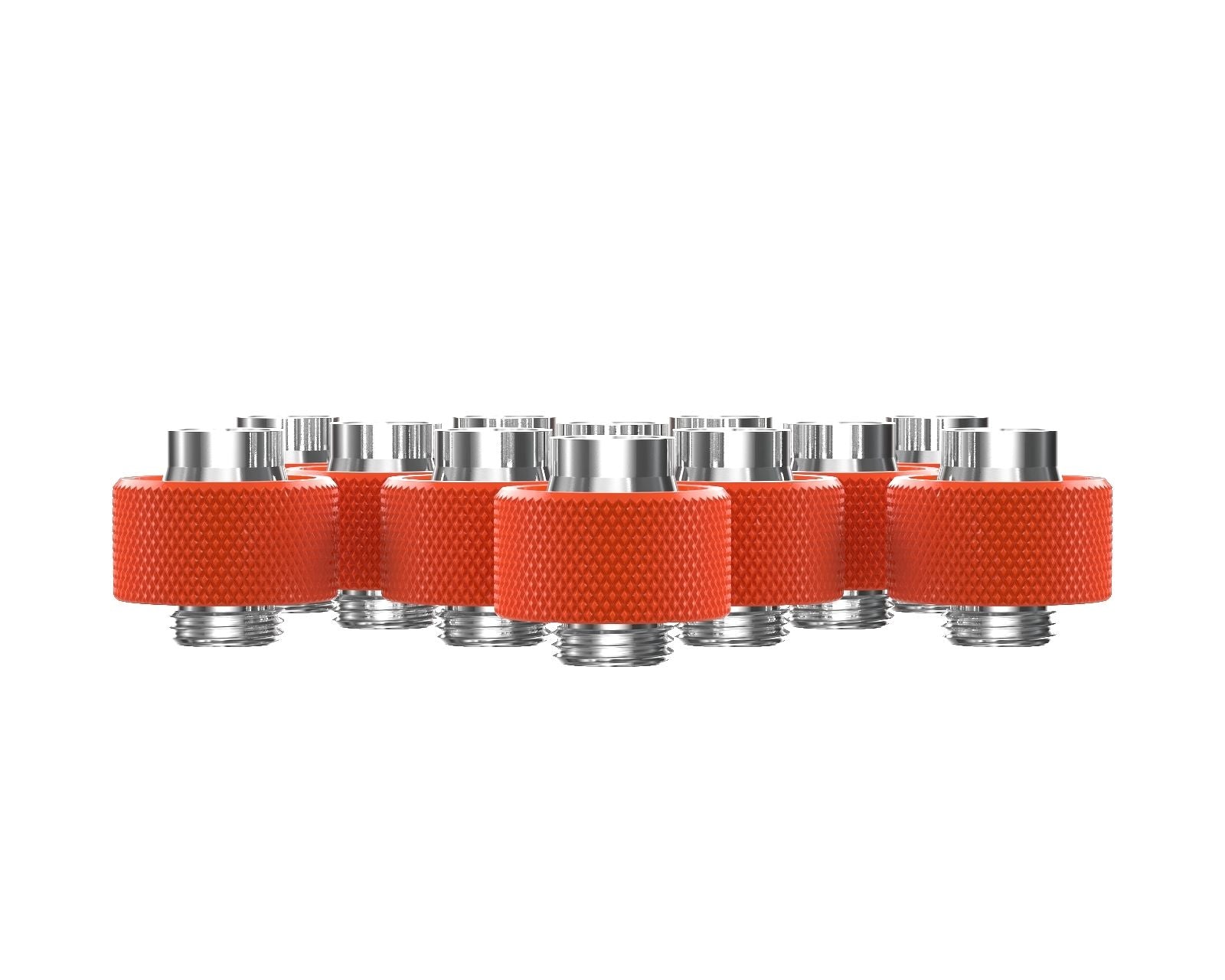 PrimoChill SecureFit SX - Premium Compression Fittings 12 Pack - For 1/2in ID x 3/4in OD Flexible Tubing (F-SFSX34-12) - Available in 20+ Colors, Custom Watercooling Loop Ready - UV Orange