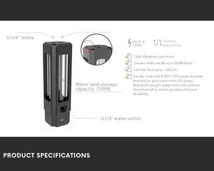 Bykski CP-D5PB-V2 Pump / 180mm PMMA Reservoir Combo - Black (CT-D5-180-X-V2)