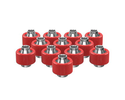 PrimoChill SecureFit SX - Premium Compression Fitting For 3/8in ID x 5/8in OD Flexible Tubing 12 Pack (F-SFSX58-12) - Available in 20+ Colors, Custom Watercooling Loop Ready - PrimoChill - KEEPING IT COOL Razor Red