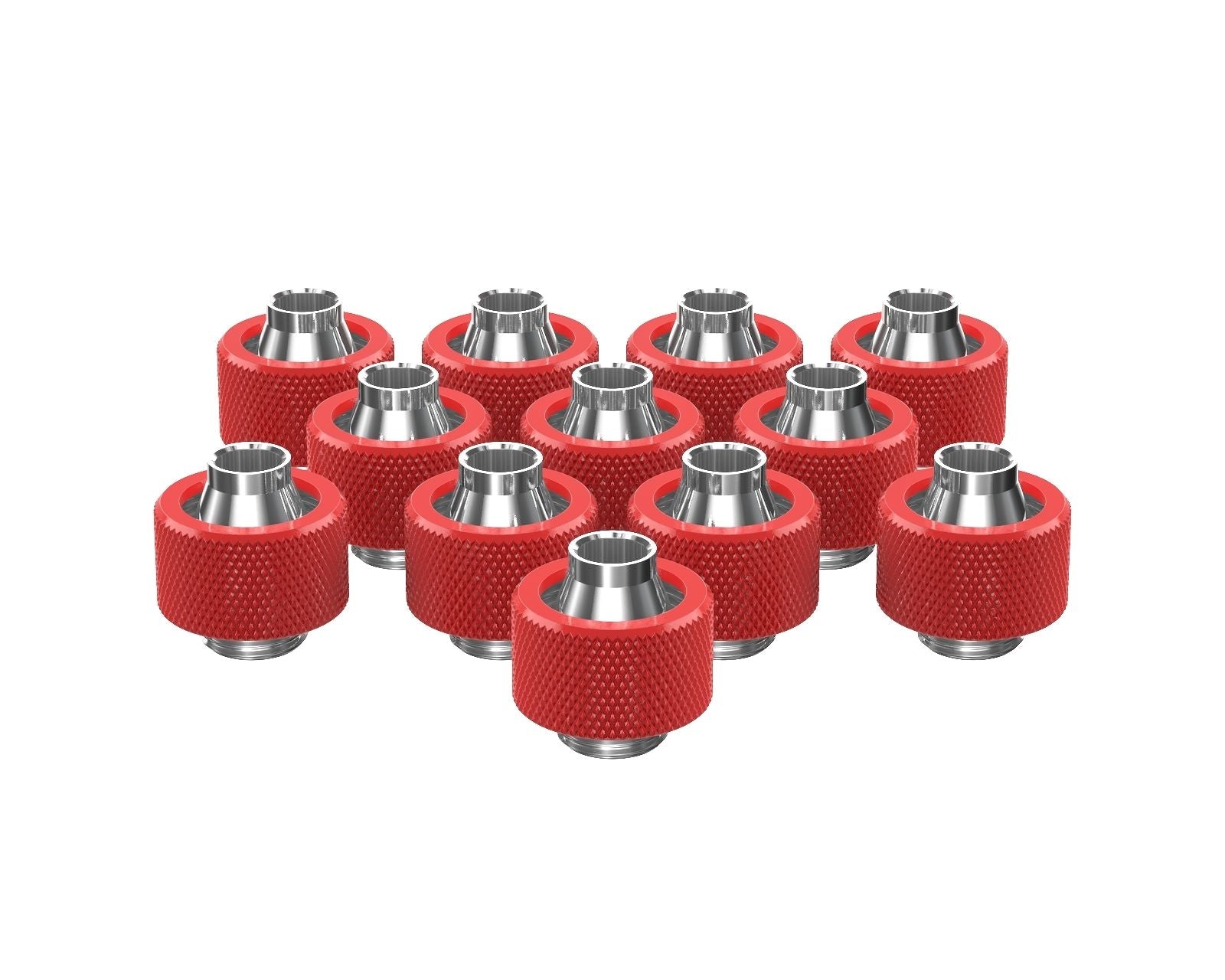 PrimoChill SecureFit SX - Premium Compression Fitting For 3/8in ID x 5/8in OD Flexible Tubing 12 Pack (F-SFSX58-12) - Available in 20+ Colors, Custom Watercooling Loop Ready - Razor Red