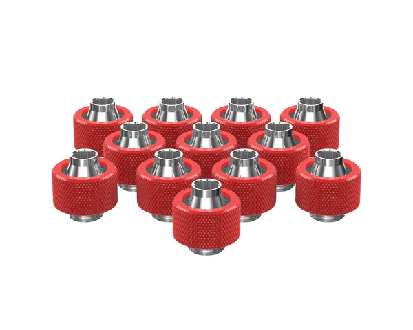 PrimoChill SecureFit SX - Premium Compression Fitting For 3/8in ID x 5/8in OD Flexible Tubing 12 Pack (F-SFSX58-12) - Available in 20+ Colors, Custom Watercooling Loop Ready - PrimoChill - KEEPING IT COOL Razor Red