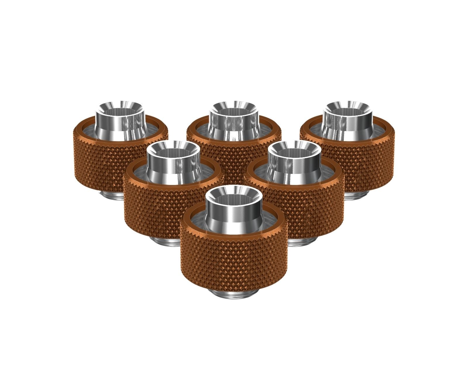 PrimoChill SecureFit SX - Premium Compression Fittings 6 Pack - For 1/2in ID x 3/4in OD Flexible Tubing (F-SFSX34-6) - Available in 20+ Colors, Custom Watercooling Loop Ready - Copper