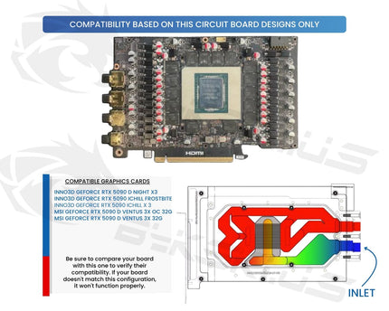 Bykski Durable Metal/POM GPU Water Block and Backplate For MSI/INNO3D GeForce RTX 5090/D Ventus/iChill (N-ICH5090DX3-SR) - Continuous Usage