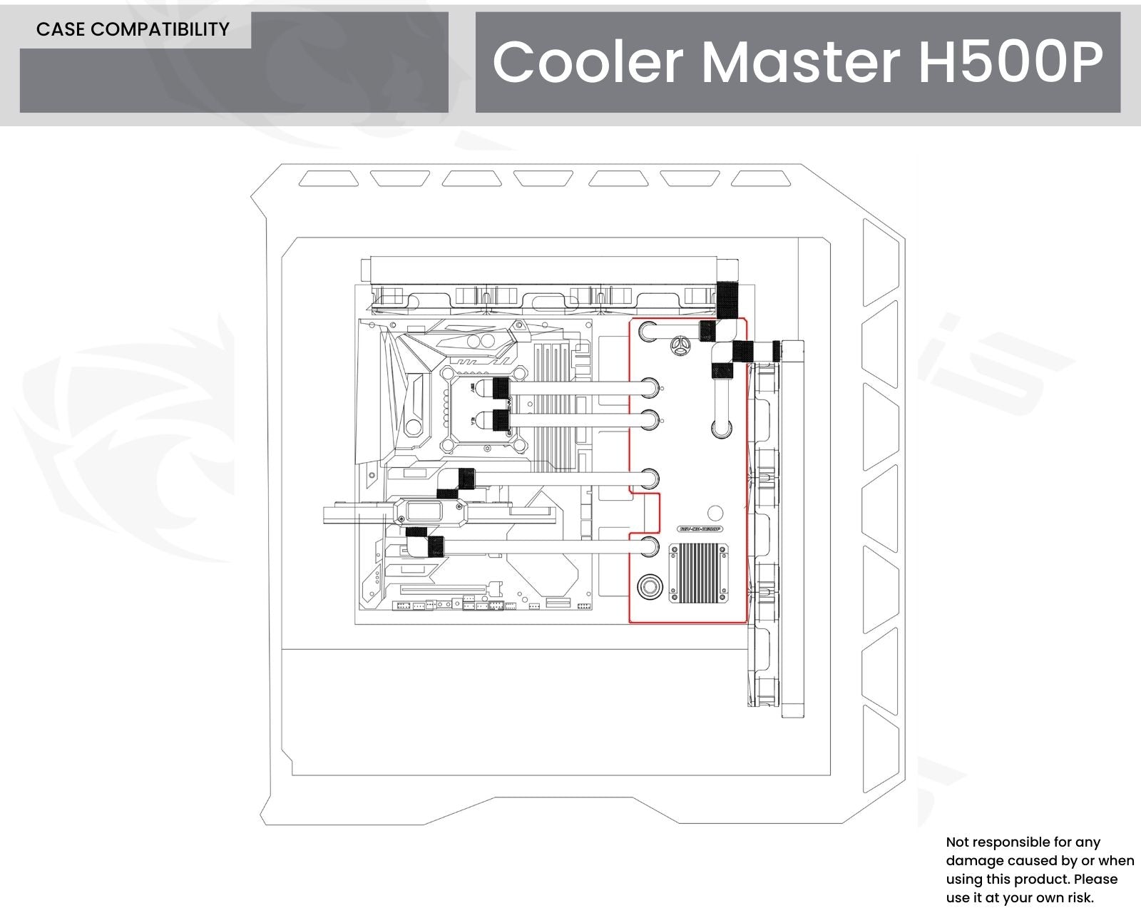 Bykski Distro Plate for MasterCase H500P - PMMA w/ 5v Addressable RGB (RBW) (RGV-CM-H500P-P-K) - DDC Pump With Armor