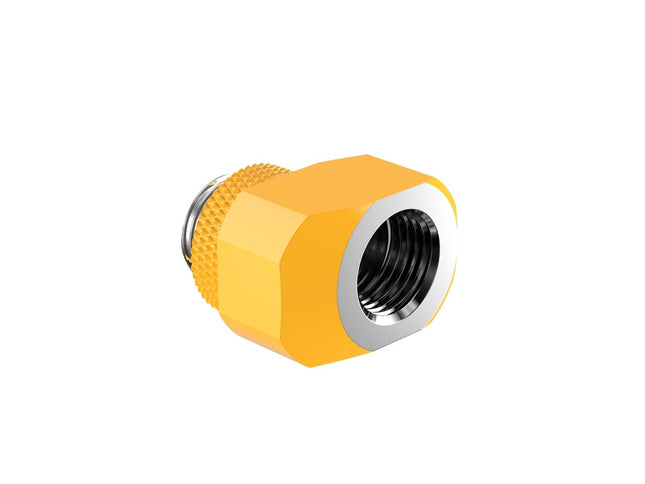 PrimoChill InterConnect SX Male to Female G 1/4in. Offset Full Rotary Fitting - 6mm - Yellow