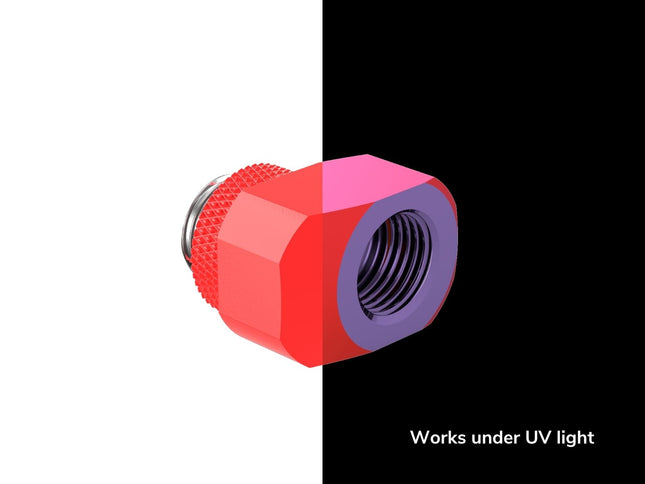 PrimoChill InterConnect SX Male to Female G 1/4in. Offset Full Rotary Fitting - 10mm - UV Red
