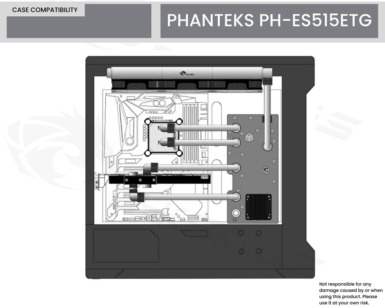 Bykski Distro Plate For PHANTEKS PH-ES515ETG - PMMA w/ 5v Addressable RGB(RBW) (RGV-PHA-PK515E-P-K) - DDC Pump With Armor