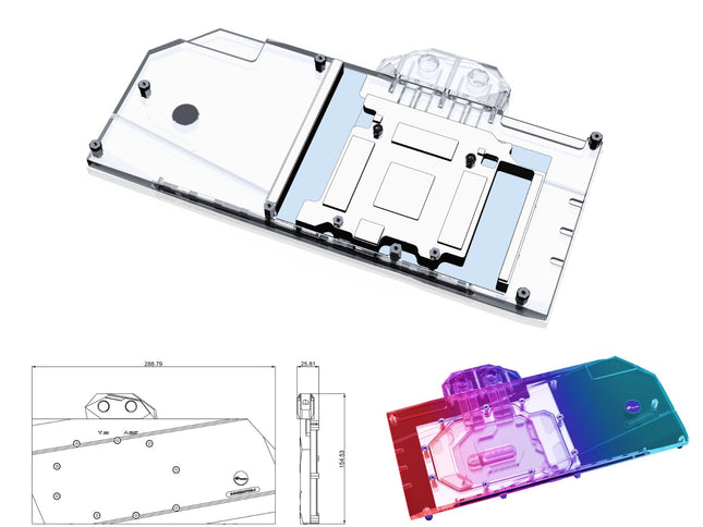 Bykski Full Coverage GPU Water Block and Backplate for EVGA RTX 3090/3080 FTW3 Ultra Gaming  (N-EV3090FTW3-X)