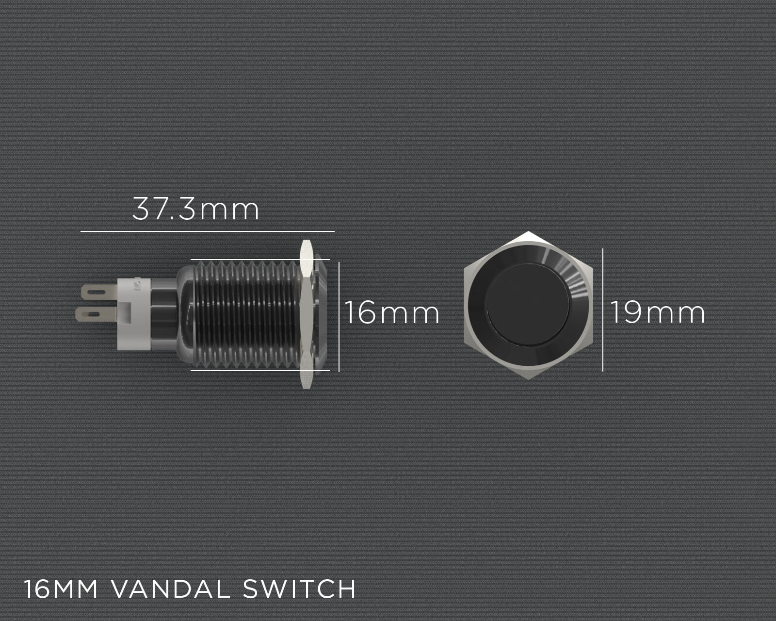 PrimoChill Aluminum Latching Vandal Switch - 16mm - Silver - NO LED - NO LED
