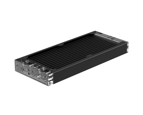 PrimoChill 240SL (30mm) EXIMO Modular Radiator, Clear Acrylic, 2x120mm, Dual Fan (R-SL-A24) Available in 20+ Colors, Assembled in USA and Custom Watercooling Loop Ready - Satin Black