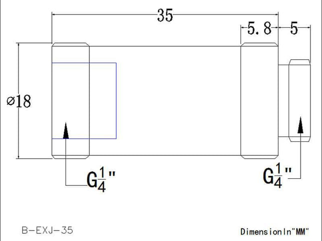 Bykski G 1/4in. Male/Female Extension Coupler - 35mm (B-EXJ-35) - Black