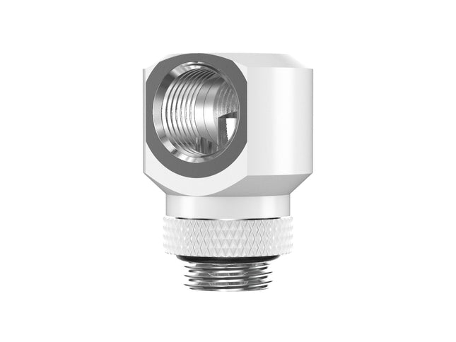 PrimoChill InterConnectSX Flat 90 Degree Rotary Fitting (FAF90) – Enhanced PC Cooling with Sleek Aesthetics - Available in 20+ Colors, Custom Watercooling Loop Ready - Sky White